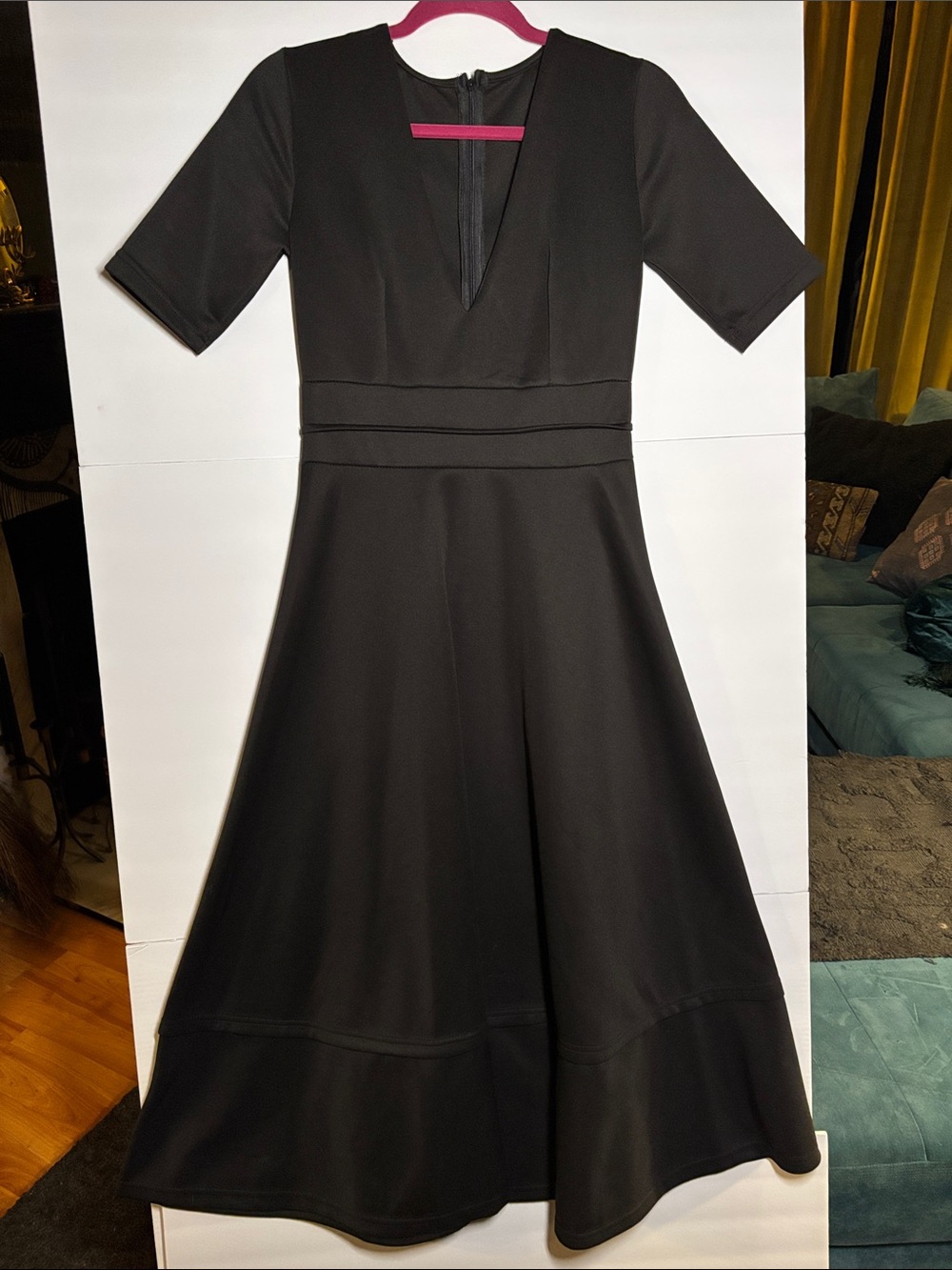 Black A-Line Midi Dress - Classic Women's Dress